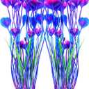 AQUANEAT Artificial Fish Tank Plants, Plastic Aquarium Accessories Large, 15.5 inch Purple Decorations, 2pcs