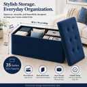 ALASDO 30 Inch Folding Storage Ottoman Bench with Hidden Storage, Velvet Storage Ottoman Foot Rest Stool, End of Bed Bench for Bedroom, Living Room, Entryway and Closet, Navy Blue, 15"D x 30"W x 15"H
