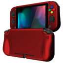 PlayVital ZealProtect Protective Case for Nintendo Switch Lite, Ergomomic Grip Hard Cover - Durable Comfort Shock-absorbent Anti-Scratch with Screen Protector & Thumb Grip Button Caps, Scarlet Red