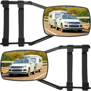 Frienda 2 Pcs Towing Mirrors Extenders Trailer Universal Clip-on Side Mirrors Adjustable 360 Degree Rotation Towing for Vehicle Car Truck Trailer, Black