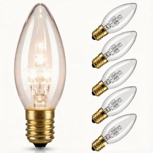 6 Pack C26 LED Replacement Bulbs,3V Clear Torpedo Tip Light Bulbs,E12 Candelabra Light Bulbs Soft White Glass Light for Battery Operated LED Window Candle Lights, Christmas Decor