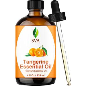 SVA Tangerine Essential Oil, Glass Bottle with Dropper, 4 Fl Oz (118 ml), BBD 12/31/2027