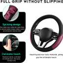 Car Steering Wheel Cover, 15 inch Carbon Fiber Microfiber Leather Elastic Steering Wheel Protector, Breathable Anti-Slip Comfortable Steering Wheel Covers for Most Cars (Wine Red, AD)