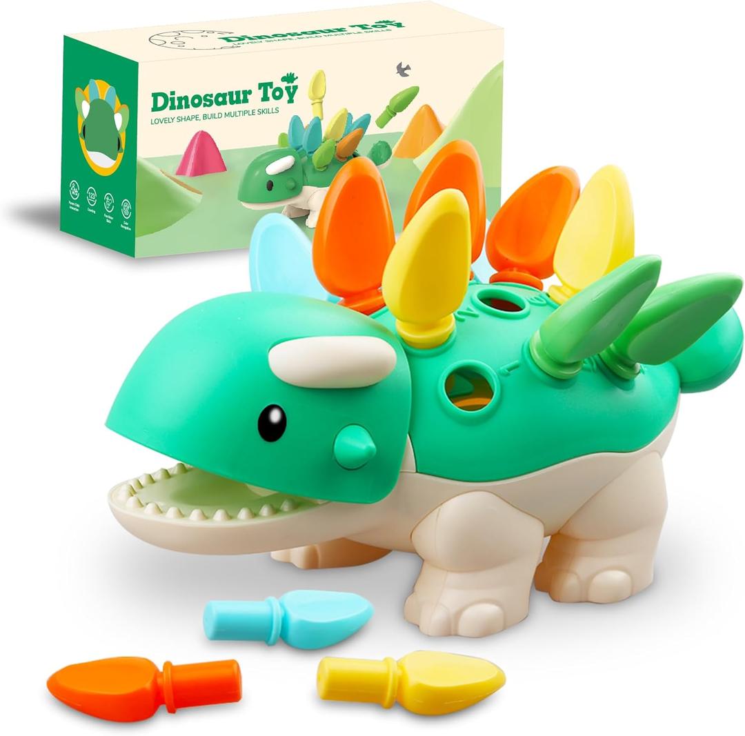 Toddler Dinosaur Montessori Toys for 1 2 3 Year Old Boy & Girl, Easter Basket Stuffers Educational Fine Motor Skill Games, Birthday Gift 12-18 Months Kids Baby