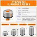 Furniture Risers Bed Risers Heavy Duty 1 inch, 2 inch, 3 inch, 4 inch Round Adjustable Bed Lifts Riser for Desk Legs Table Couch Sofa Chair Refrigerator Washing Machine (1 Inch, Gray, 16 Pack )