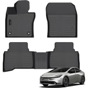Auxko All Weather Floor Mats Fits for Toyota Prius & Prius Prime 2023 2024 2025 2026 TPE Rubber Liners Accessoires for Prius Odorless All Season Guard Anti-Slip Car Protector Mats Black
