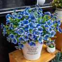 Artificial Flowers for Outdoors, 10 Bundles UV Resistant Artificial Outdoor Flowers, Not-Fading Silk Faux Flowers for Outdoor Planters for Home Garden Porch Decor, Blue