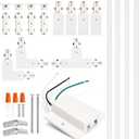 H Track Lighting Rails Kit - iCreating 13ft White Track Light Tracks 3 Wire with Floating Canopy Connector, I and L Connectors for Single Circuit H Type LED Tracks Lighting Heads Fixtures