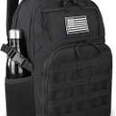 Military Tactical Backpack for Travel Hiking,Black Backpack for Men with Bottle Holder, 30L Small Laptop Backpack for Work, Men's Assault Bag Back Pack