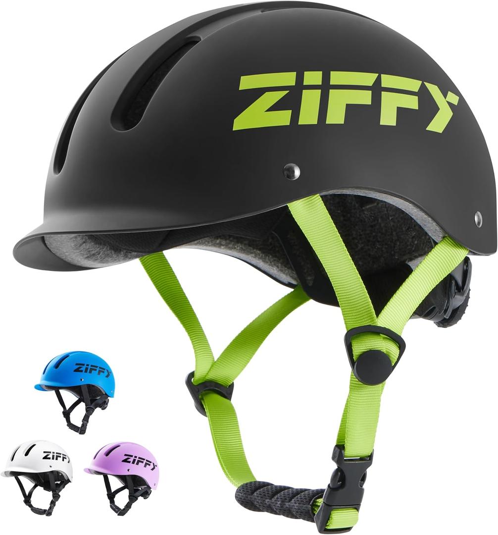 ZIFFY Kids/Toddler Bike Helmet, Adjustable, Lightweight, Safety Certified Scooter Helmet for Boys & Girls with Washable Inner Lining, 2 Sizes, 4 Colors  Fits Toddlers to Youth by Jova (Small, Black)