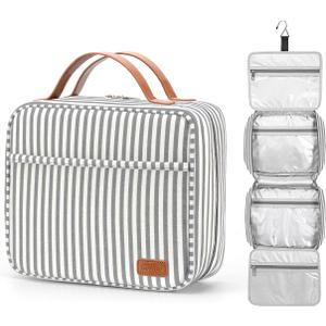Bosidu Hanging Travel Toiletry Bag,Large Capacity Cosmetic Travel Toiletry Organizer for Women with 4 Compartments & 1 Sturdy Hook,Perfect for Travel/Daily Use/Christmas (11.22 x 9.4 x 1.13 in) M-grey