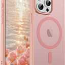SUPFINE Magnetic for iPhone 15 Pro Case (Compatible with MagSafe) (Military Grade Drop Protection) Slim Translucent Matte Shockproof Phone Cover,Pink