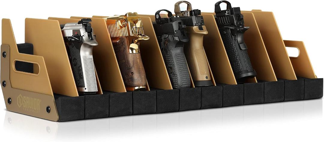 Savior Equipment Gun Pistol Revolver Firearm Handgun Rack Stand, Fit 4-12 of Most Long-Barreled Pistols, Cushioned Foam to Protect, Gun Safe Cabinet Storage Organizer Accessories