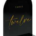 JINMURY 5x7 Inch Black Arch Acrylic Sign with Stand | 10 Pack Blank Black Acrylic Arch Table Signs with Base for DIY Wedding Table Numbers, Arched Wedding Signage, Events& Parties (5x7 Inch 10pcs)