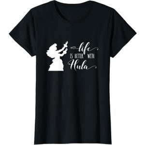 Hawaiian Shirt for Women Hula Art Dancer Image T-Shirt (Black)