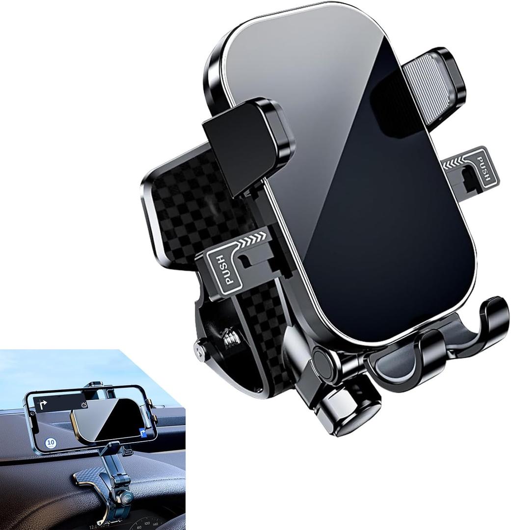 leechio 1 PC Dashboard Cell Phone Holder, 360 Degree Rotating Dashboard Phone Holder, Multifunctional Anti-slip Center Console Navigation Bracket, Suitable for 4-7 Inch Mobile Phones (Black)