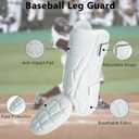 Batter’s Baseball Leg Guard, Youth Shin and Foot Shield for Batting, Baseball Ankle Guard with Adjustable Straps, Suitable for Both Right and Left Feet, White
