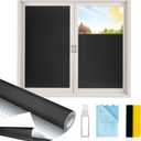 Total Blackout Window Privacy Film with Installation Tools, 100% Light Blocking Heat Control Static Cling, Room Darkening Opaque Window Cover, 23.6" X 9.8ft