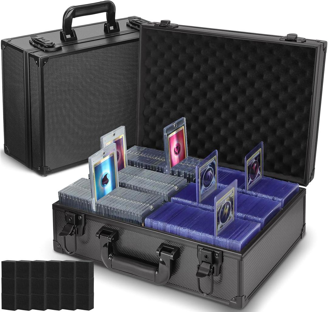 JoyHood Top Loaders Storage Box with Key Lock - Holds up to 600+ Top loaders or 130+ 35pt One Touch, Trading Card Case Sports Card Storage Box, Not for Graded Card (Large)