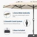 15FT Double Sided Patio Umbrella with Base Included Large Outdoor Market Umbrella with Crank Handle, UV Resistant Canopy, Sturdy Frame for Garden, Poolside, Deck, Beige