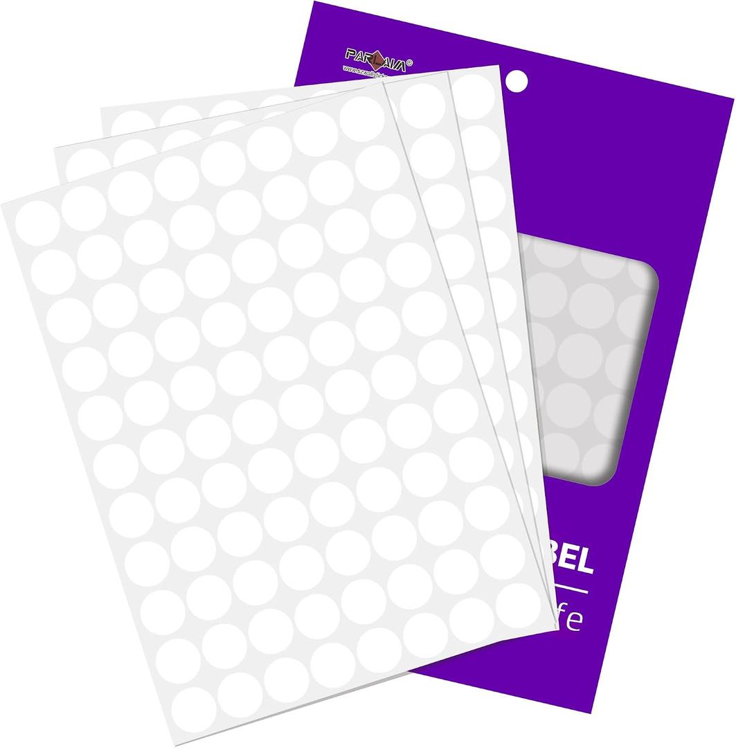 8 x PARLAIM 0.75" Colored Dot Stickers Round Color Coding Labels Polka Circle Dots Price Stickers for Office, Classroom,1320PCS White