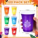 Ziliny 120 Pack Mexican Party Decorations Fiesta Cups Taco Supplies 12 oz Disposable Plastic Cups for Taco Mexican Theme Birthday Wedding Party Decorations