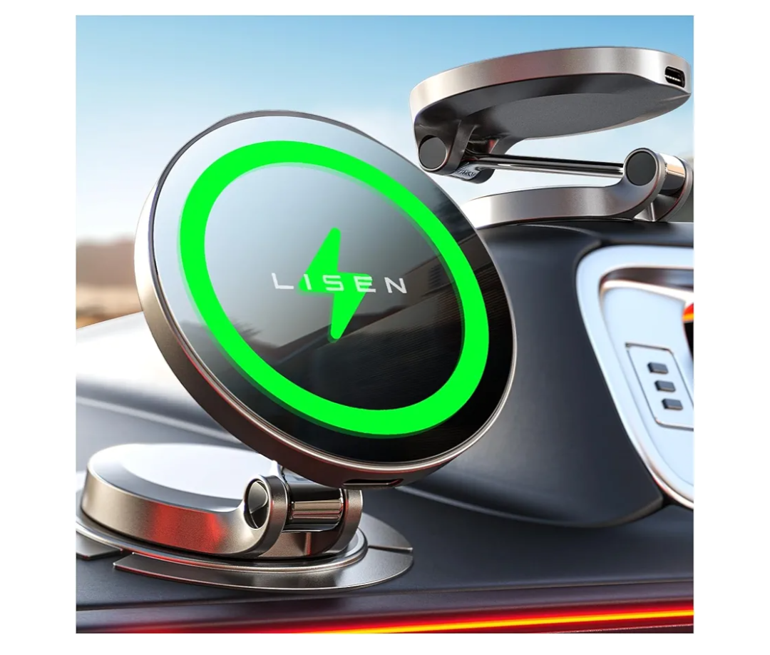 LISEN for Magsafe Car Mount Charger, 15W Fast Charging Ultra Magnetic Car Phone Holder [Mini & Metal], 2026 Wireless Magsafe Car Charger Dashboard Car Phone Mount for iPhone 17 Pro Max 16 15 14 13