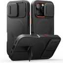 SURITCH for iPhone 16 Pro Case with Slide Camera Cover and Adjustable Kickstand, Compatible with MagSafe, Shockproof Bumper Case Slim Protective Cover for iPhone 16 Pro 6.3 Inch, Black