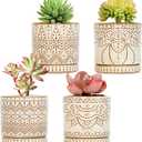 Gepege 4 Inch Small Indoor Succulent Ceramic Planter Pot with Drainage Holes and Saucers for Plants, Birthday for Women Mom (White)