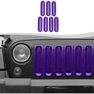Mesh Grill Insert Grille Inserts Cover Fit for 2007-2018 Jeep Wrangler JK JKU(Purple)