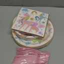 96Pcs Magical Pastel Unicorn Birthday Party Decorations 350 GSM Colorful Rainbow Unicorn Plates and Napkins Tableware Sets for Girls Baby Shower Birthday Party Supplies Serves 24