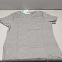 WIHOLL Summer Tops for Women Scoop Neck Basic Tees Short Sleeve Casual T-Shirts Loose Fit, Grey, size M