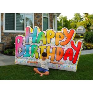 Rasta Imposta Deluxe Happy Birthday Inflatable Lawn Decoration Sign 9 feet by 5 feet LED Lights Outdoor Indoor Blow Up Yard Prop Signs