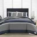 Nautica - King Size Comforter Set, Cotton Reversible Bedding with Matching Shams, Bedding Set for All Seasons (Rendon Charcoal, King)