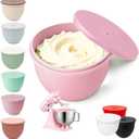 Silicone Bowl Liner with Lid for KitchenAid 4.5-Qt Tilt-Head Bowls Only, 2mm Extra-Thick Premium Silicone, Built-In Air Vent for Dough Proofing, Dishwasher Safe, BPA-Free (Pink)