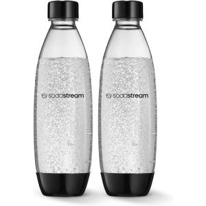 sodastream 1L Twin Pack Dishwasher Safe Slim Bottle (Black), 1L Pack of 2