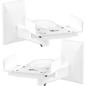 WALI Speaker Wall Mounts, Dual Side Clamping Bookshelf Mounting Bracket for Large Surrounding Sound Speakers, Hold up to 55 lbs. (SWM201-W), 1 Pair, White (Standard)