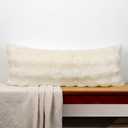14x36 Faux Fur Lumbar Pillow Cover, Cream Bubble Texture Raised Plush Soft Cushion Case for Sofa Bed Living Room Home Decor, ONLY 1 Cover