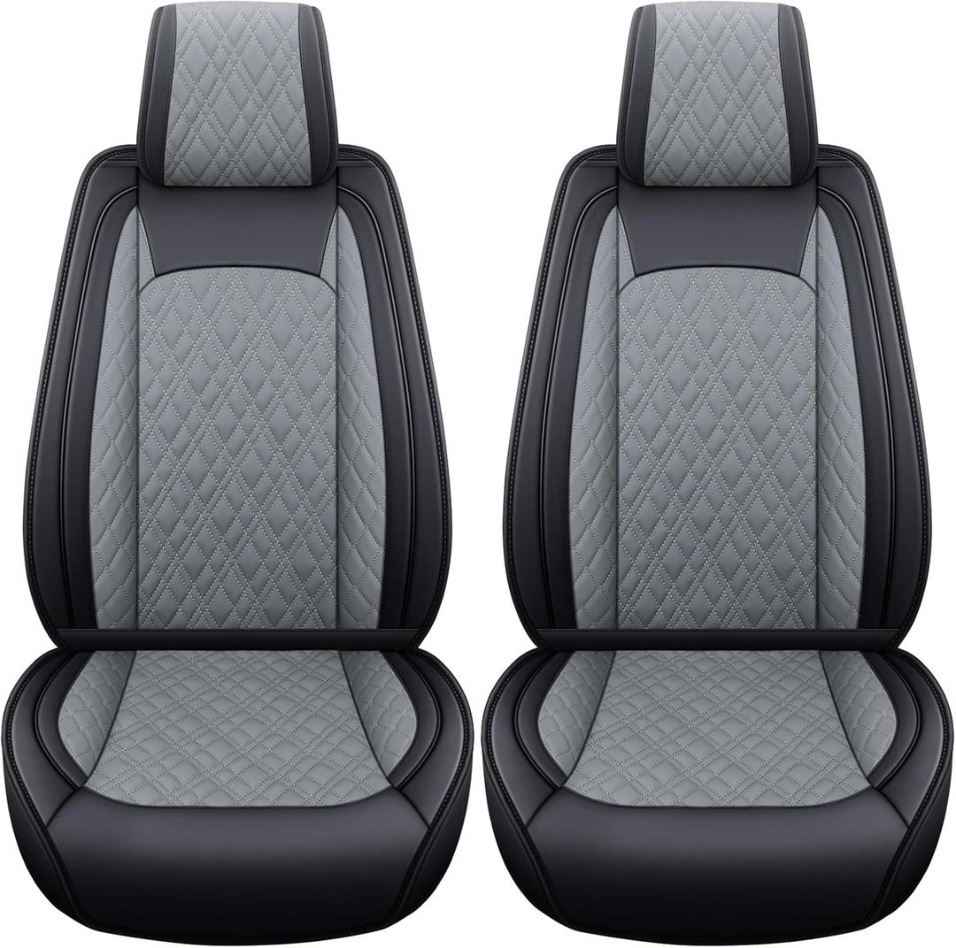 YIERTAI Car Seat Covers for Dodge Ram Fit 2009-2026 1500 2010-2026 2500 3500 Classic Bighorn Longhorn Laramie Tradesman Truck Gray Front