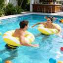 2PCS 37" Inflatable Pool Floats for Adult Striped Swim Ring Pool Floaties Inflatable Swimming Pool Raft Party Water Summer Beach Lounger Float Party Supplies