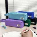 4 x Small Pencil Case Pouch for Girls and Boys Kids, Large Capacity Canvas Pen Bag School Supplies, Portable Pencil Case, Simple Zipper Stationery Bag for Women Men Adults (Light Blue