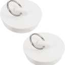 Rubber Sink Stopper, 2 Pcs 1-5/8 Inch Bathtub Drain Stopper White Drain Plug Bathroom Tub Universal Rubber Sink Plug with Hanging Ring for Kitchen Bathroom Shower Laundry