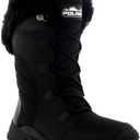 POLAR Womens Quilted Faux Fur Cuff Winter Duck Rubber Sole Durable Snow Rain Outdoor Boots (8, Black)