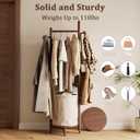 CycleCrew Solid Wood Coat Rack with Fabric Basket - Freestanding Coat Rack Rolling Coat Tree with 9 Hooks Wheels, Small Clothes Rack For Entryway Bedroom Hallway Living Room