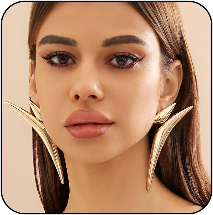 Gold Statement Earrings for Women Exaggerated Geometric Drop Dangle Earrings Trendy Fashion Gold Jewelry
