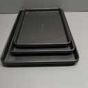 GoodCook Everyday Nonstick Baking Sheet Set, 3 Pack Includes One Small, Medium & Large Pan Carbon Steel Construction Cookie Sheet Bakeware Set, Gray