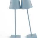 2 Packs Rechargeable LED Table Lamp,Outdoor Cordless Table Lamp Waterproof Portable, Stepless Dimmable Modern Lamp for Restaurant/Bedroom/Outdoor (Blue)