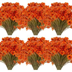 20 Bundles Artificial Fall Flowers Outdoor UV Resistant Fake Flowers No Fade Faux Plastic Plants Garden Porch Window Box Decorating (Fall Brown)