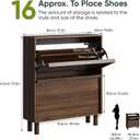 Smart FENDEE Shoe Cabinet with 2 Flip Drawers, 31.5" Narrow Shoe Storage Organizer with Wooden Handle, Slim Shoe Rack for Entryway, Hallway, Small Apartment, Walnut, 31.5 x 37.2 x 9.45 inches