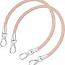 uxcell Leather Purse Strap, 2Pcs 50cm/19.69" Short Leather PU Braided Purse Replacement Handle with Metal Buckles for Underarm Bags, Handbags (Light Pink Strap + Silver Clasp)